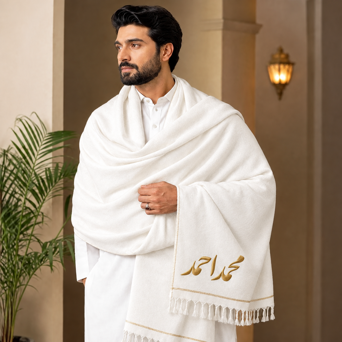 EMBROIDERED CUSTOMIZED NAME SHAWL FOR MEN